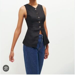 Reformation Black Sleeveless Button-Up Top